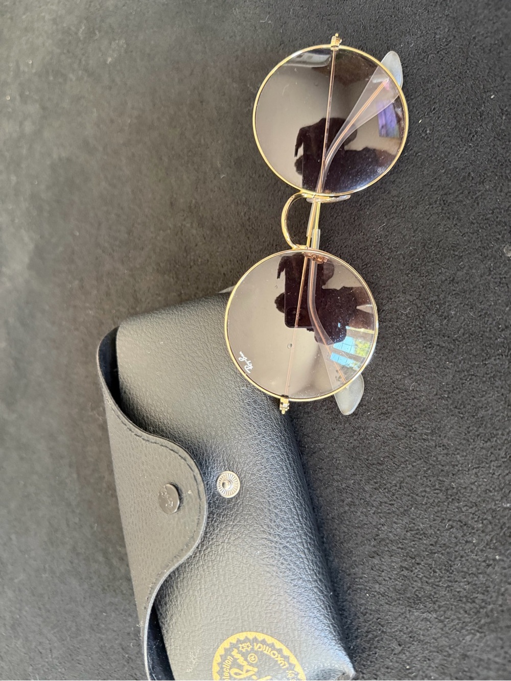 Ray-Ban Gold Frame Round Sunglasses with Brown Lenses